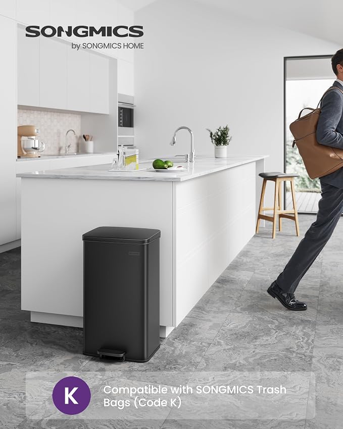 SONGMICS Kitchen Trash Can, 10.5 Gallon Garbage Can, Large Step Trash Bin - Image 2