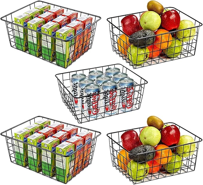 5 Pack Wire Storage Baskets, Premium Pantry Baskets by Unknown