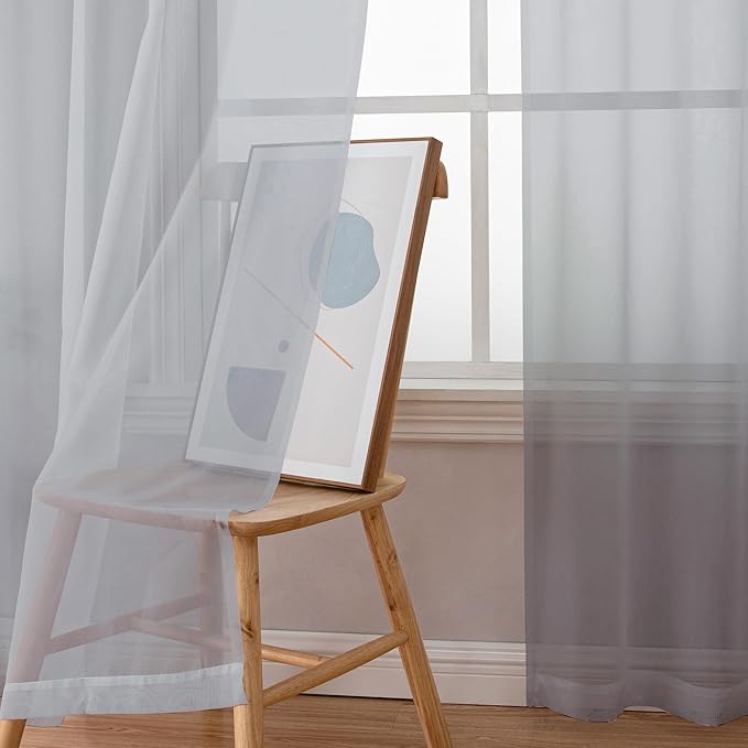 Chyhomenyc Light Grey Sheer Curtains 84 Inch Length 2 Panels, Light Filtering - Image 7