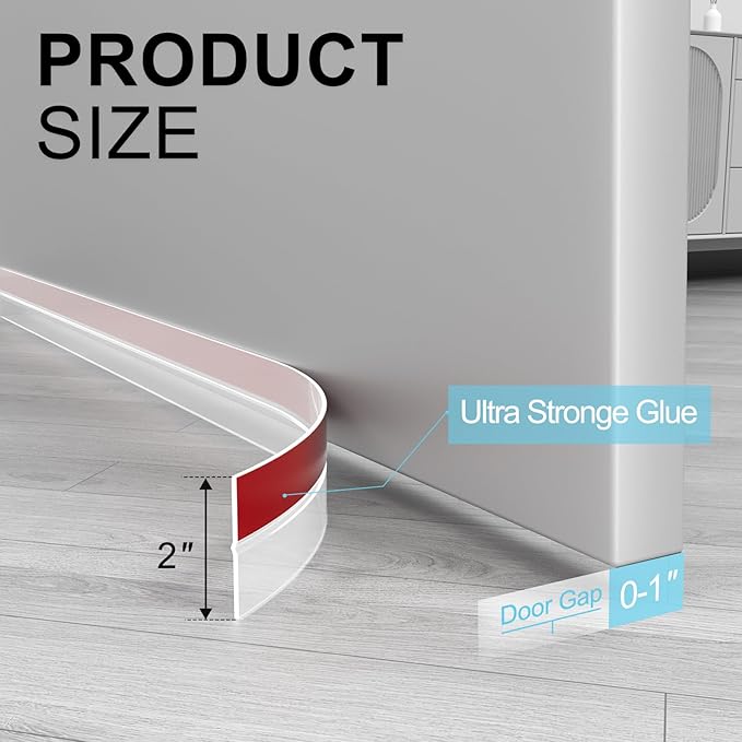 Heavy-Duty 20 ft x 2 in Weather Stripping, Extra Thick 2mm Door Draft Stopper - Image 2