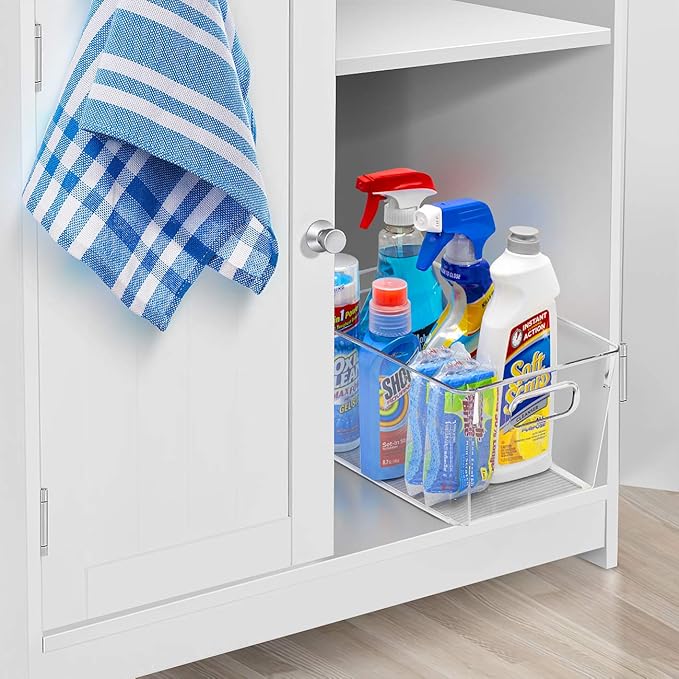 Sorbus 4 Pack Medium Clear Plastic Storage Bins, Refrigerator, Under Sink - Image 2
