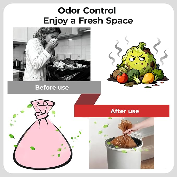Odor Sealing Small Trash Bags Home & Food Use S-220 Count Disposable Bags - Image 3