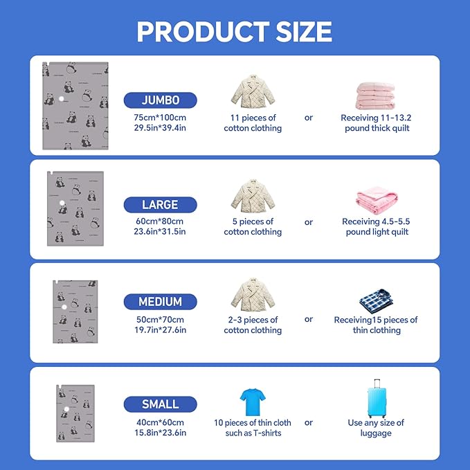 5 Jumbo + 5 Large Tear-Proof Vacuum Storage Bags - Image 6