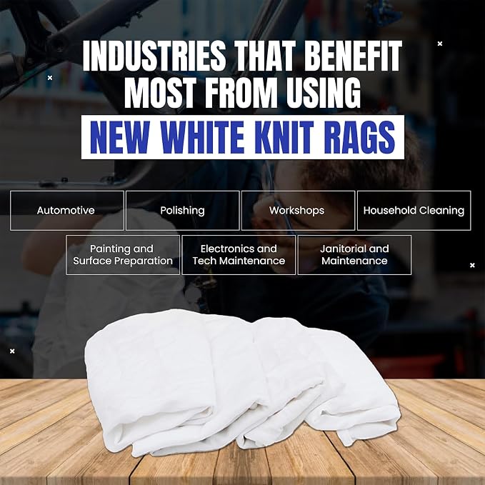 Premium White Knit Cotton T-Shirt Cloth Wiping Rags - Image 6