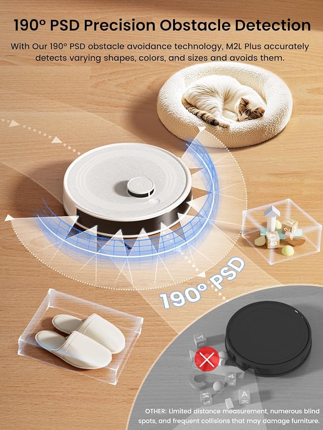 Lefant M2L Plus LiDAR Robot Vacuum and Mop, 190° PSD Obstacle Avoidance - Image 4
