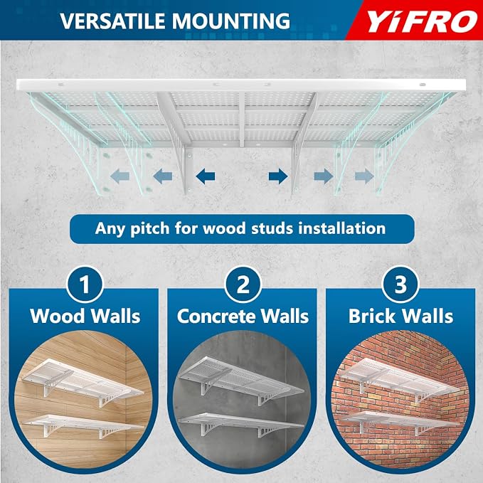 4-Pack 1.5x4ft Heavy Duty Garage Wall Shelving, 1000 lbs Load Capacity - Image 5