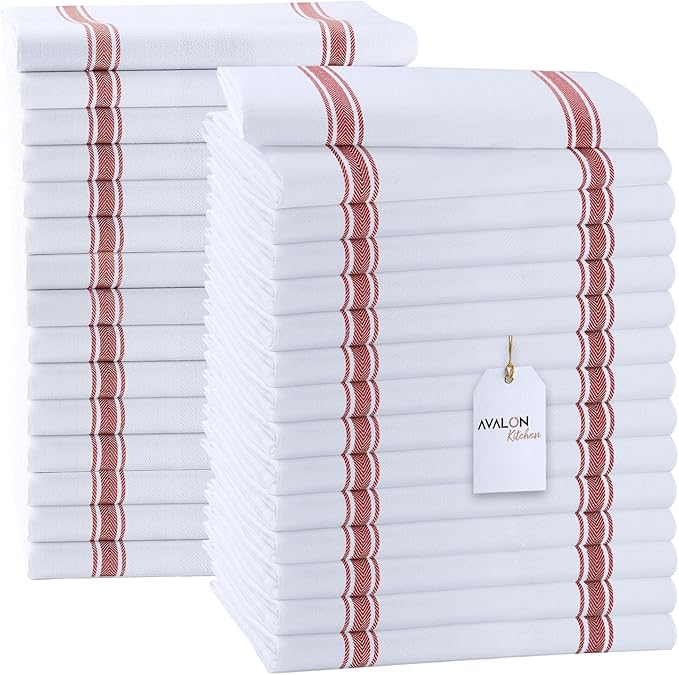 Dish Towels Set Size 15x25 Inch, 100% Cotton Soft & Absorbent Linen Kitchen by Avalon+Kitchen