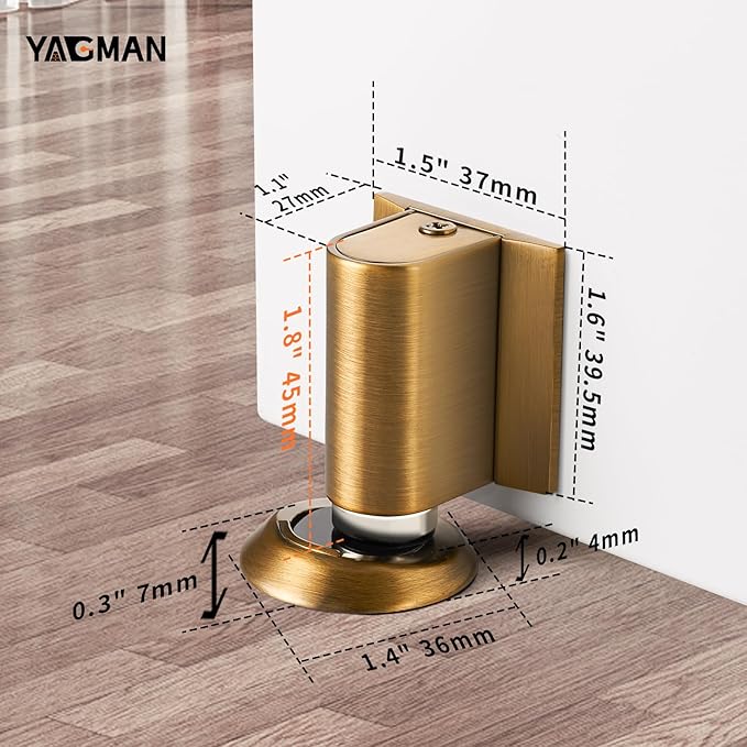 2 Pack Magnetic Door Stoppers Retractable Bottom of Door Holder No Drilling - Image 2