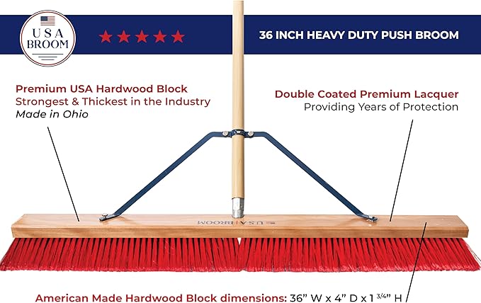 USA Broom 36" Everyday Sweep Indoor/Outdoor Push Broom - Image 3