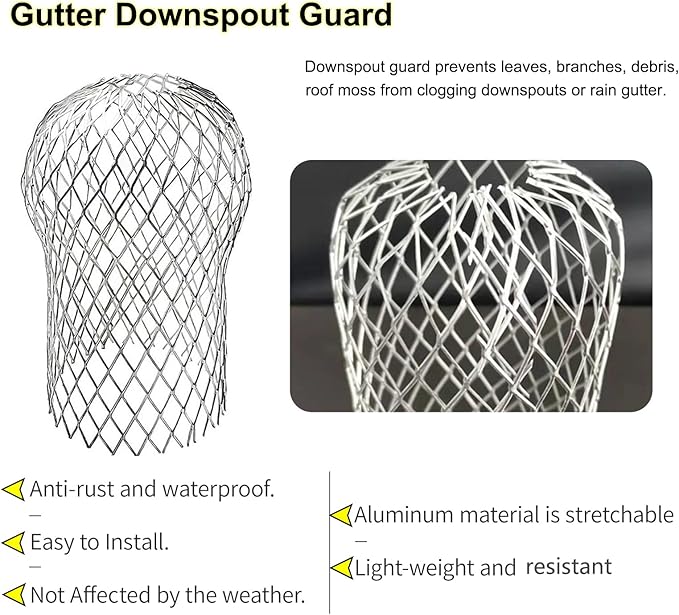 6 Pack Downspout Guard Filter, Gutter Downspout Guard Gutter Guard Strainer - Image 2