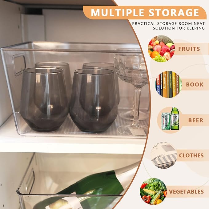 MOONEDGE 6-Pack Clear Plastic Storage Bins — Open-Top PET Storage Containers & - Image 3