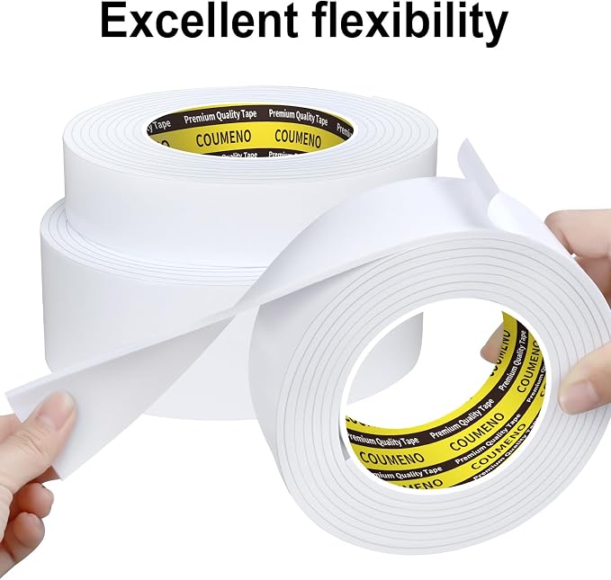 Single-Sided Adhesive White Foam Tape, 1inX9.84FT Single-Sided Sealing Foam pad - Image 3