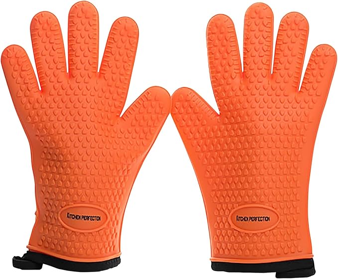 KITCHEN PERFECTION Silicone Smoker Oven Gloves -Extreme Heat Resistant BBQ by Kitchenperfection