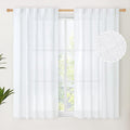 YoungsTex Short White Linen Curtains 45 Inch Length 2 Panels by YoungsTex