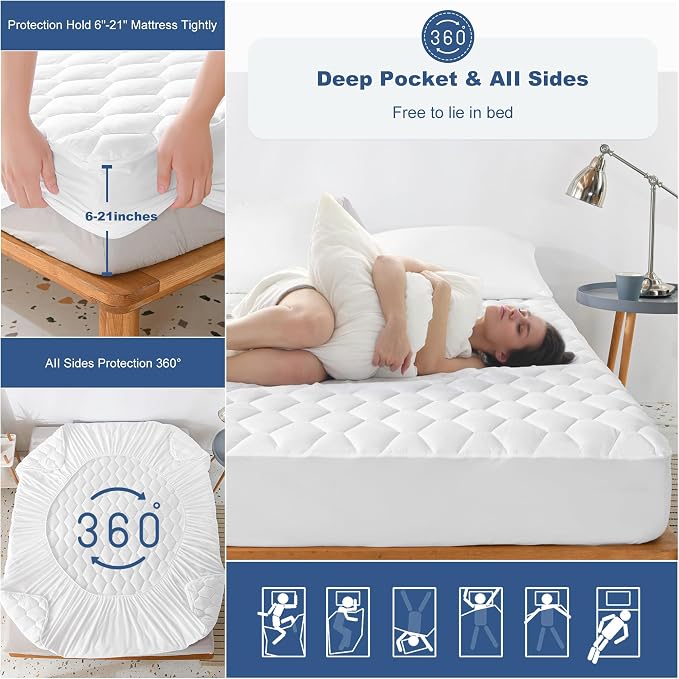 GRT California King Mattress Protector Waterproof, 100% Waterproof Quilted - Image 5