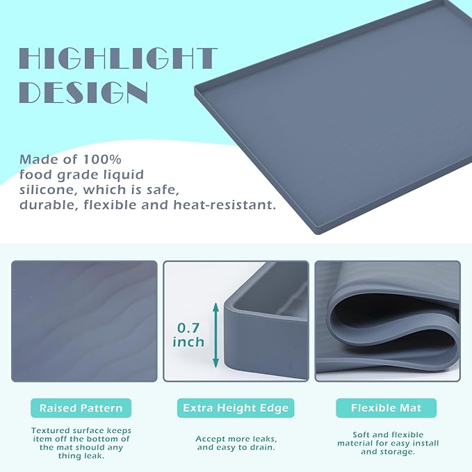 URMONA Waterproof Silicone Under Sink Mat 28'' x 22'' Shelf Liner - Image 3