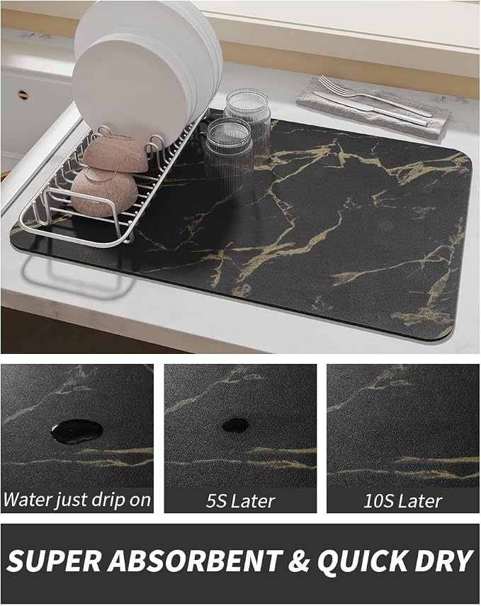 AMOAMI Coffee Mat Hide Stain Rubber Backed Absorbent Dish Drying Mat - Image 3
