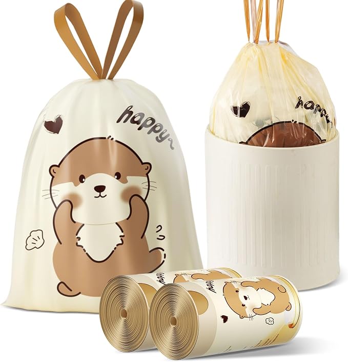 VOK 8 Gallon Trash Bags with Otters Printed, Drawstring Medium Garbage Bags by Unknown