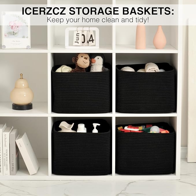 Storage Baskets for Organizing & Shelves, Woven Cotton Rope Organization Bins - Image 6