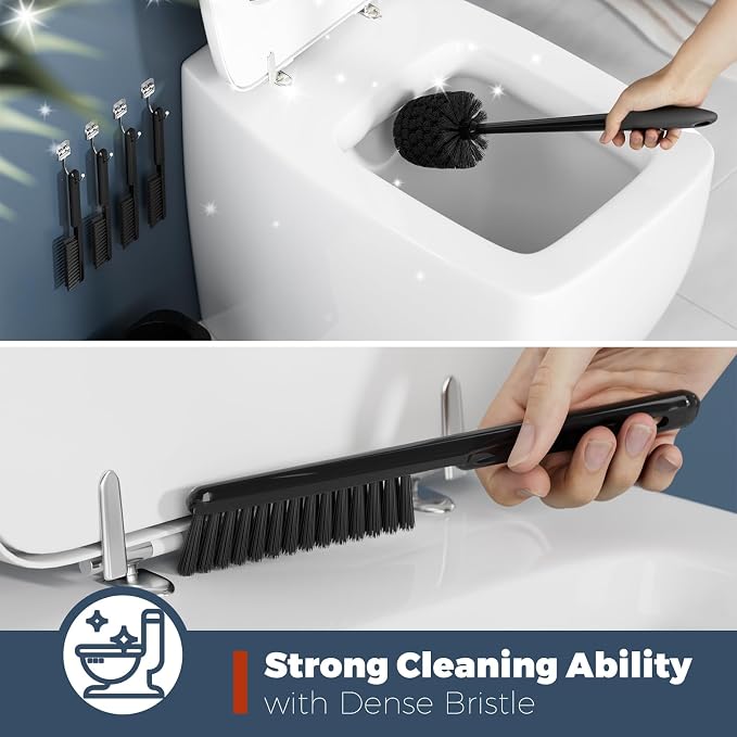 Toilet Brush, 4 Pack Toilet Brush and Holder Set Bathroom Accessories, Toilet - Image 3