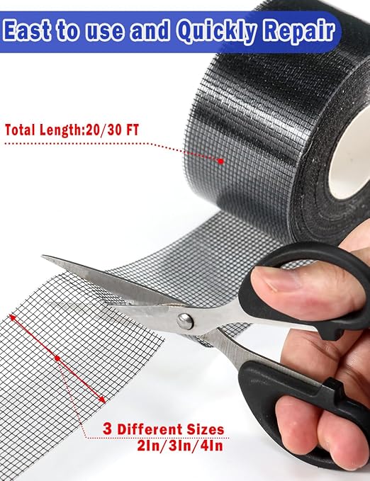 Wohohoho Window Screen Repair Tape, 3 in X 40 FT Black Screen Patch Repair Kit - Image 4