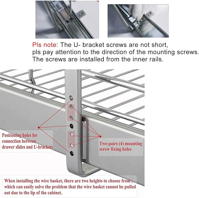 DINDON 2 Tier Pull Out Cabinet Organizer Heavy-Duty Metal Sliding Drawer Shelf - Image 4