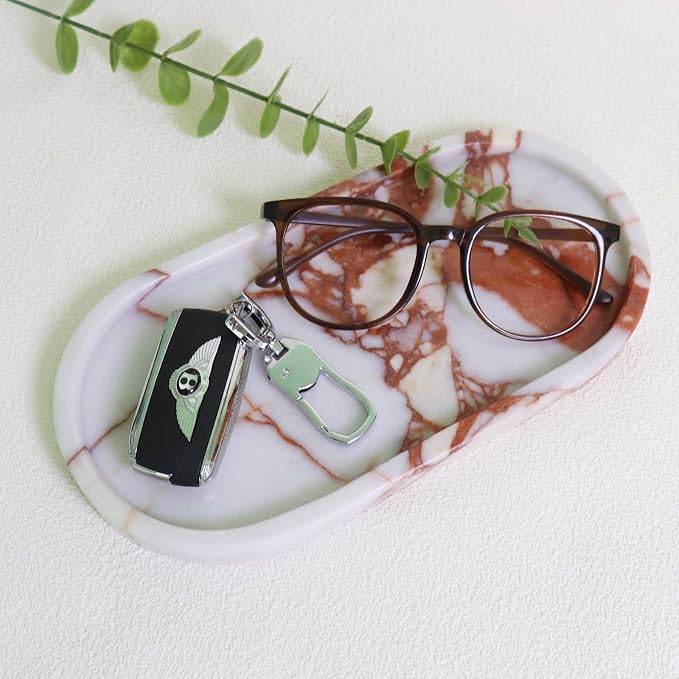 Natural Marble Tray, Oval Vanity Decorative Tray - Image 6
