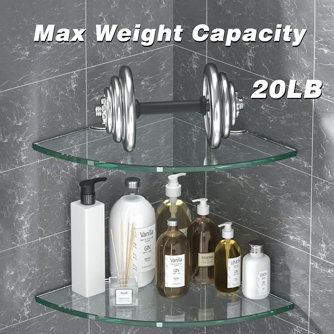 Corner Glass Shower Caddy 4 Pack 8MM-Thick Tempered Glass Shelf No Drilling - Image 4