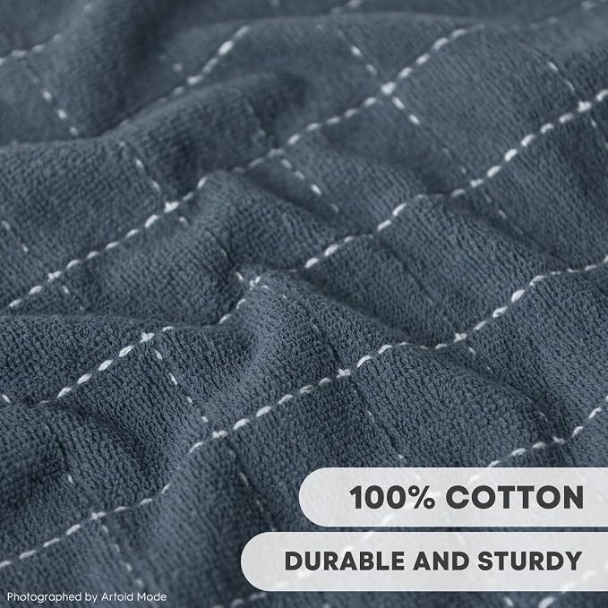 Artoid Mode Checkered Designed Cotton Grey Terry Kitchen Dish Cloths, 12x12 - Image 3