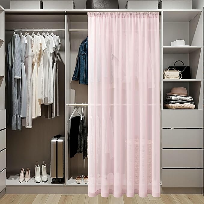 Tollpiz Short Sheer Door Curtain Closet Linen Textured Curtain Sheers Doorway - Image 3