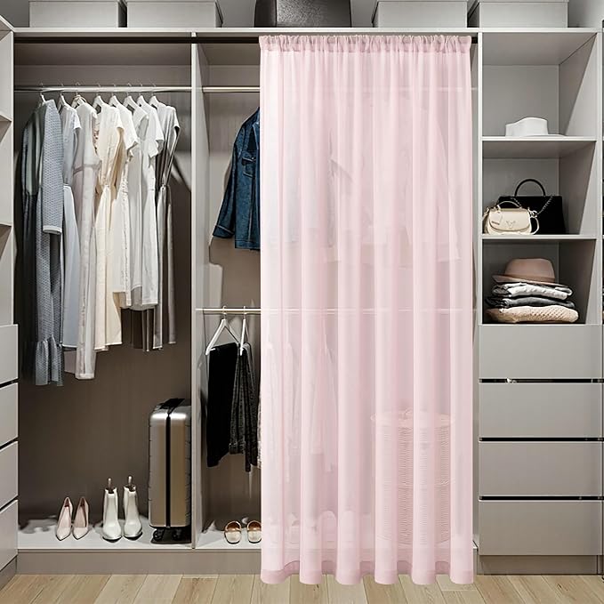 Tollpiz Short Sheer Door Curtains Closet Linen Textured Curtains Sheer Doorway - Image 3