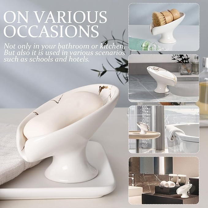 Soap Dish Set, Self Draining Bar Soap Holder - Image 7