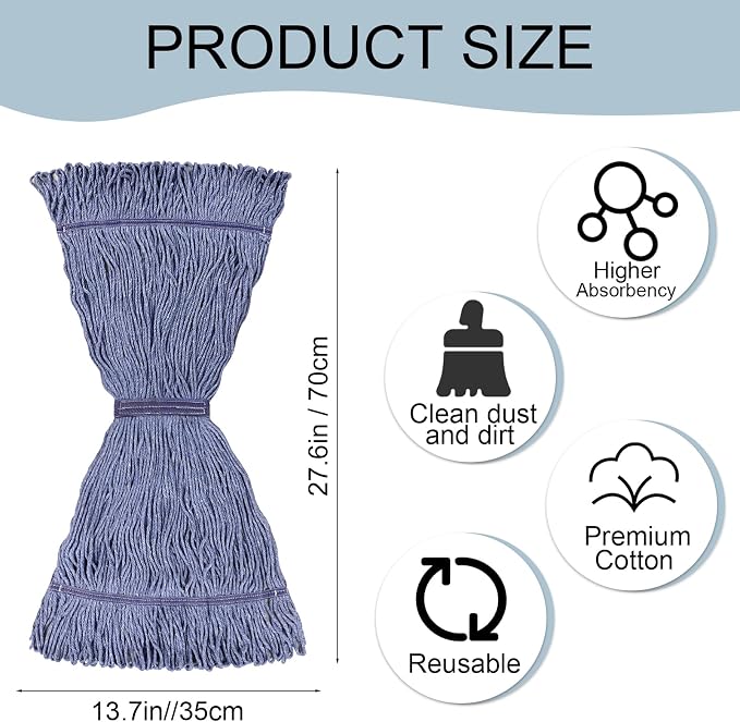 JERIA 8 Pack Heavy Duty Mop Head Replacements, String Mop Head - Image 4