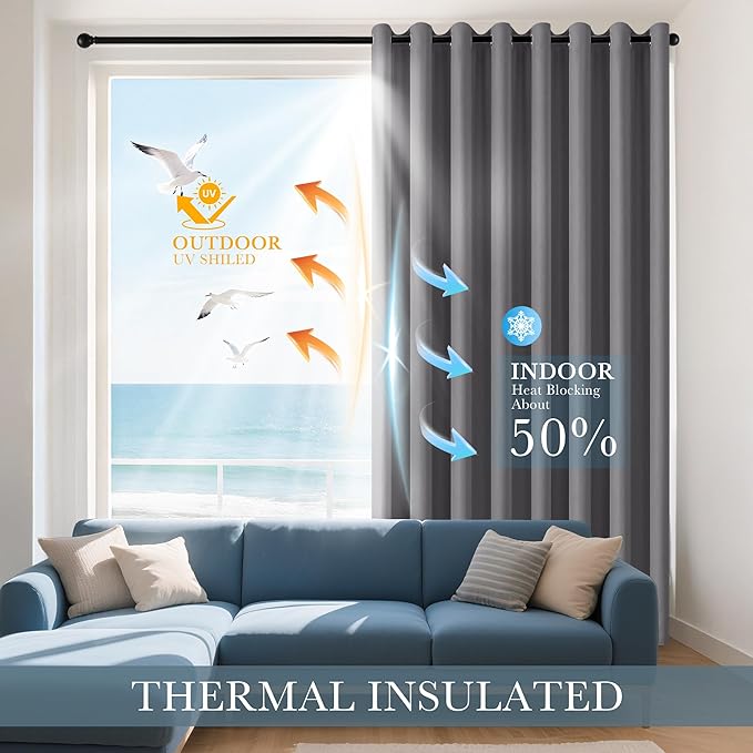 PONY DANCE Blackout Curtains for Bedroom 80 inch Long 2 Panels Set, Thermal - Image 3