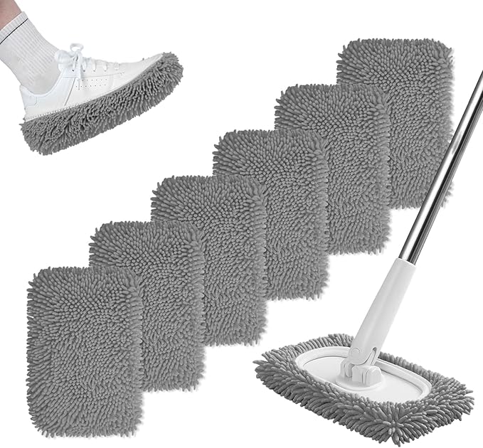 6PCS Reusable Mop Pads Fit for Flat Mops, Chenille Mop Refill Pads Washable Mop by Zrpot