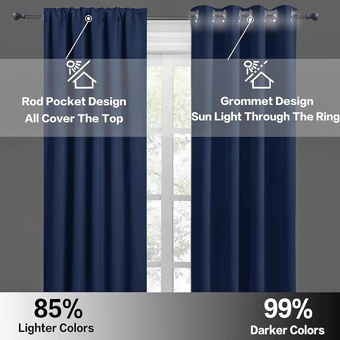 RYB HOME Curtains for Bedroom 63 inches Long, W 34 x L 63, 2 Panels - Image 5