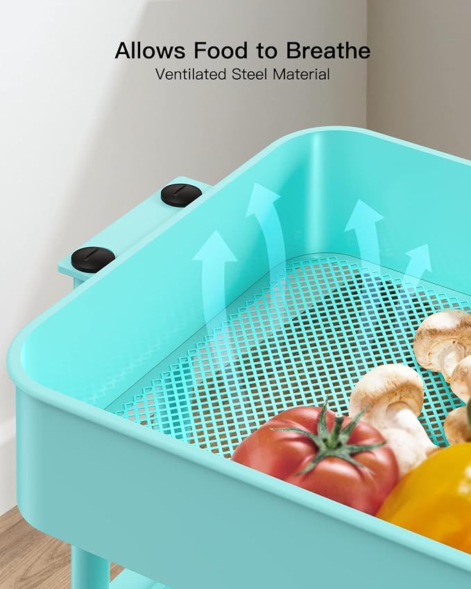 Pipishell 3-Tier Metal Rolling Utility Cart, Heavy-Duty Storage Cart - Image 6