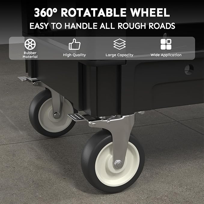 2 Shelf Heavy Duty Plastic Utility Cart, Service Cart Tub Storage W/Deep Shelve - Image 5