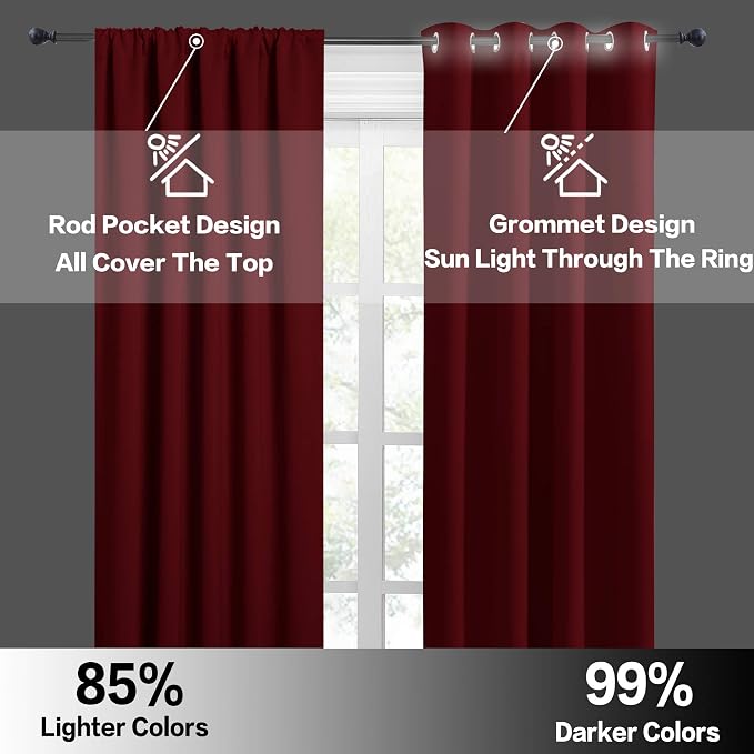 RYB HOME Short Curtains for Living Room Blackout Portable Blinds Shades for - Image 5