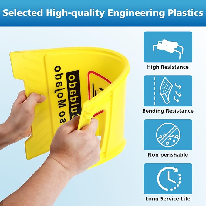 1-Pack Caution Wet Floor Sign, 17.5" Height, Bright Yellow Double-Sided Folding - Image 2