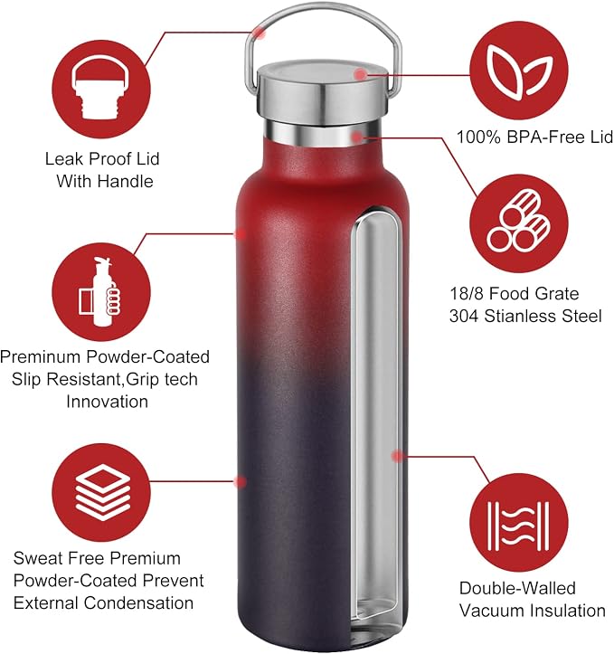 Neihepal Gradient Stainless Steel Water Bottles, 20 Ounce Vacuum Insulated - Image 3