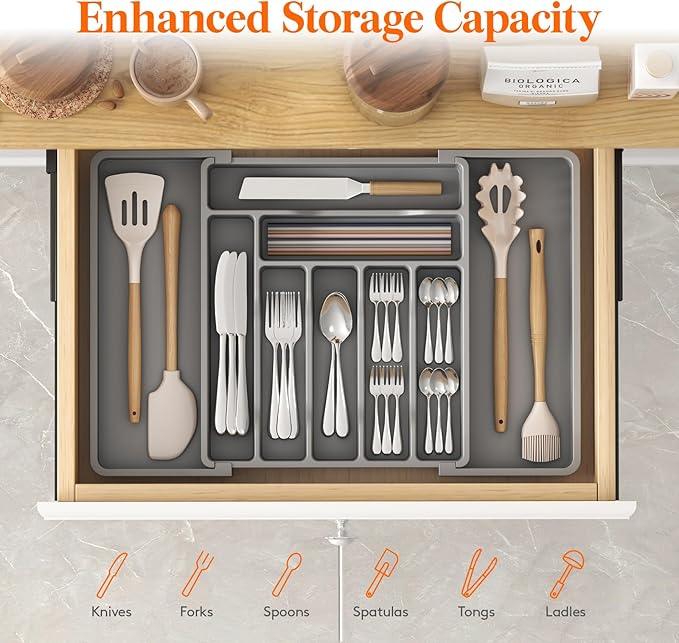 Lifewit Silverware Drawer Organizer, Expandable Utensil Organizer - Image 2