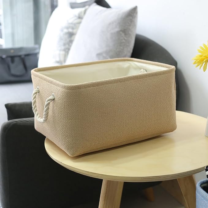 TheWarmHome Decorative Basket Rectangular Small Storage Basket Fabric Storage - Image 4