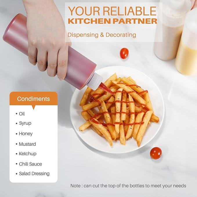 Squeeze Bottles, 16oz Plastic Condiment Squeeze Bottles - Image 4