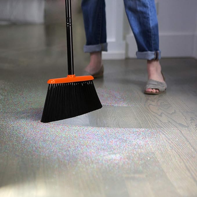 TreeLen Angle Broom and Dustpan Set, Dust Pan Snaps On Broom Handles Orange - Image 2