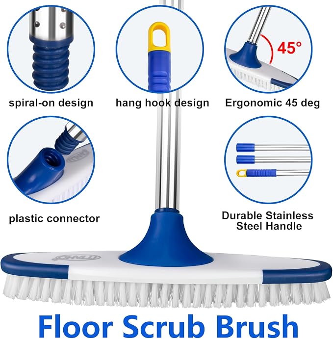 ITTAHO Floor Scrub Brush with Long Handle - Image 3