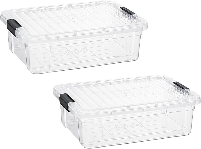 Superio Storage Bins with Lids- 2 Pack, 7.4 Qt Clear Boxes by Superio