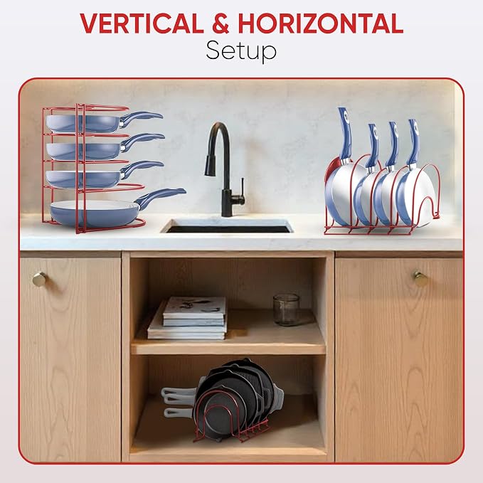 Heavy-Duty Pots and Pans Organizer | 5-Tier Cookware & Lid Storage Rack | - Image 7