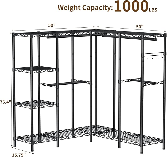 L Shaped Heavy Duty Metal Clothes Rack - Image 4