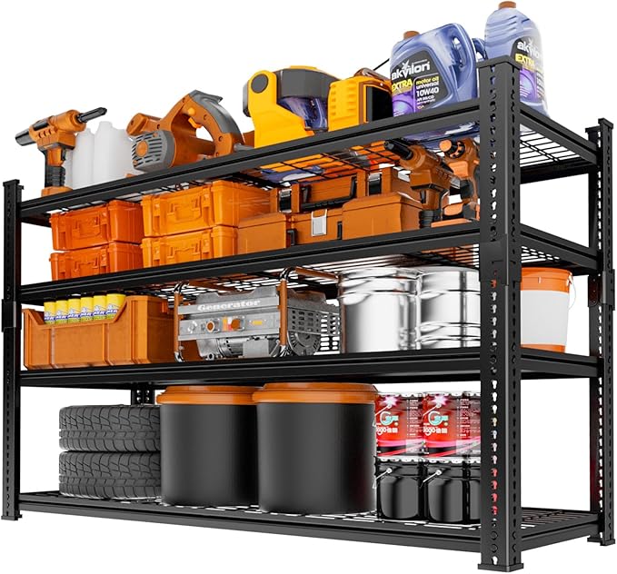 Storage Shelves Heavy Duty 4 PCS, 4-tier Adjustable Metal Industrial Utility - Image 7